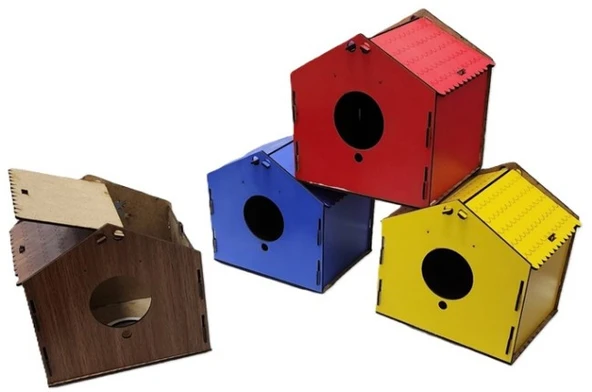 Hobi EF-302 Çatılı Renkli Muhabbet Kuşu Yuvalık ürün görseli 1