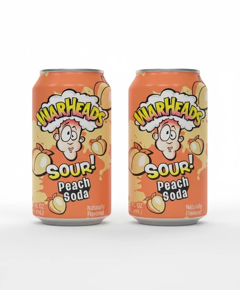 Warheads Sour Peach Soda - Ekşi Şeftali Aromalı Gazlı İçecek 330ml (2 ADET) ürün görseli 1