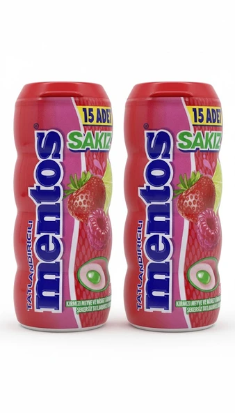 Mentos Kırmızı Meyve ve Limon Aromalı Sakız - Şekersiz(Tatlandırıcılı) 30g (2 ADET) ürün görseli 1