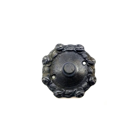 Antika Tarz Dekoratif Pirinç Güllü Kapı Zili - 75mm, Oksit ürün görseli 1