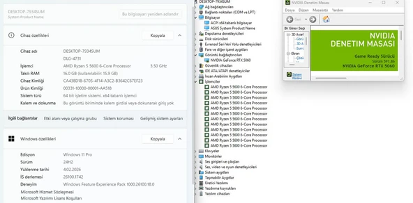 Dolgun Teknoloji 4731 AMD Ryzen 5 5600 16GB DDR4 1TB RTX5060 8GB W11 Pro Oyuncu Kasası - Resim 5