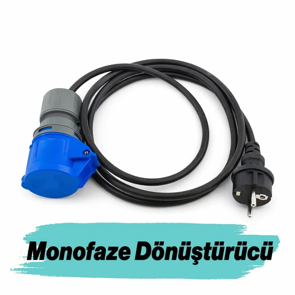 Monofaze Dönüştürücü 3x1,5 mm 2 Metre Kablolu Elektrikli Araç Şarj Adaptörü Sök Tak Taşınabilir ürün görseli 1
