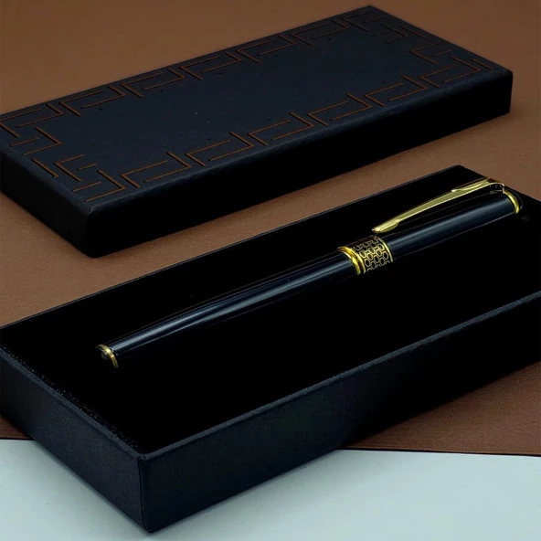 Gold İşlemeli Siyah Metal Roller Kalem ürün görseli 1