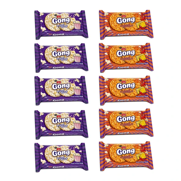 Eti Gong Mısır ve Pirinç Patlağı Sade ve Peynir-Acı Aromalı 10 lu Karma Paket ürün görseli 1