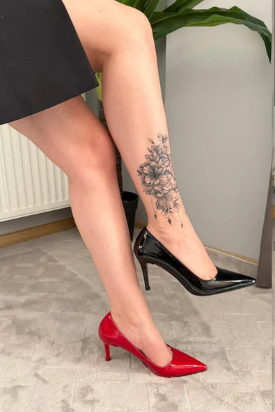Kadın Adel Siyah/Kırmzı Rugan 9 cm İnce Topuklu Stiletto ürün görseli 1