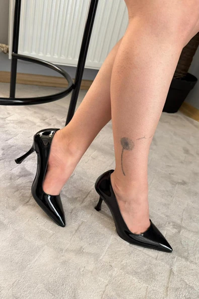 Kadın Adel Siyah Rugan 9 cm İnce Topuklu Stiletto ürün görseli 1