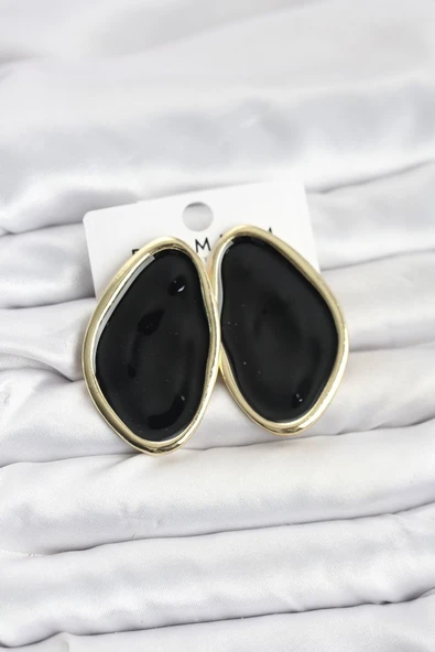 Pirinç Siyah Mineli Damla Model Vintage Plaka Kadın Küpe - TJ-BKP11596 ürün görseli 1