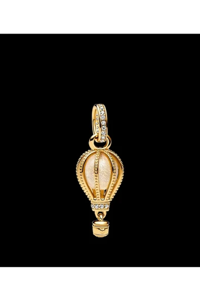 Gold Renk Işıltılı Şeffaf Sıcak Hava Balonu Sallantılı Charm ürün görseli 1
