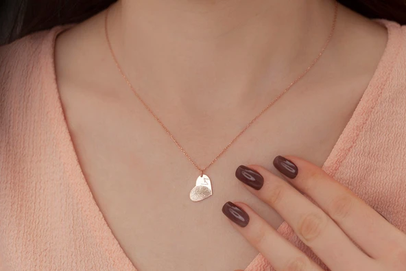 Parmak İzi İsim Gümüş Kolye - Resim 6