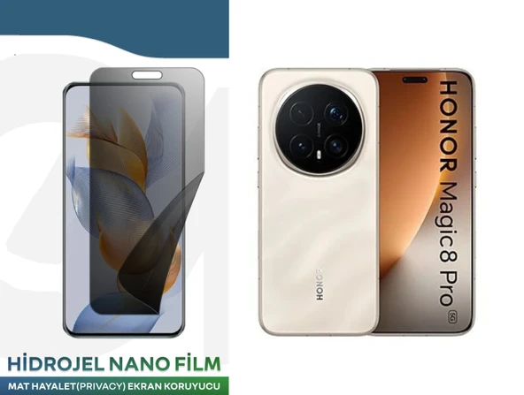 Honor Magic 8 Pro ile Uyumlu Mat Hayalet (Privacy) Hidrojel Film Ekran Koruyucu ürün görseli 1
