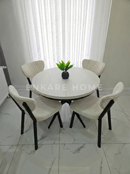 Oliva Masa Papatya Sandalye, Yuvarlak Açılabilir Mdf Masa, Mutfak, Salon Masası - 100x100 - 140 ürün görseli 1
