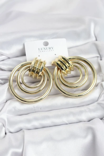 Pirinç Gold Renk Halka Model Vintage Kadın Küpe - TJ-BKP11629 ürün görseli 1