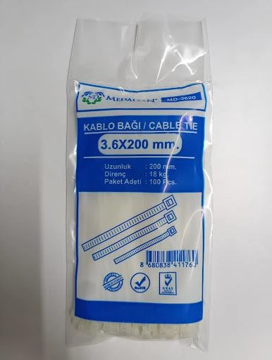 Medalyan Şeffaf Kablo Bağı Kelepçesi Klipsi - 3.6 x 200 mm - 100 Adetlik Paket ürün görseli 1