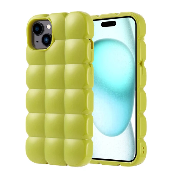 iPhone 15 Plus Kılıf Parlak Esnek Silikon Airbag Dom Dom Kapak ürün görseli 1