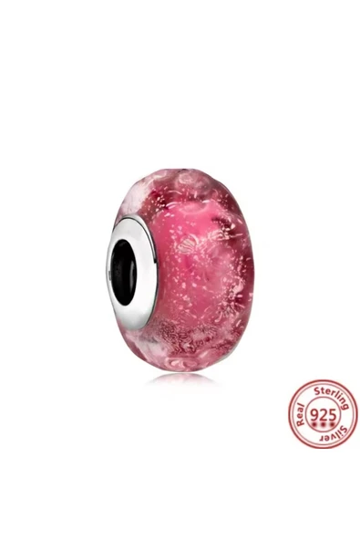 Fantastik Pembe Murano Charm - Resim 2