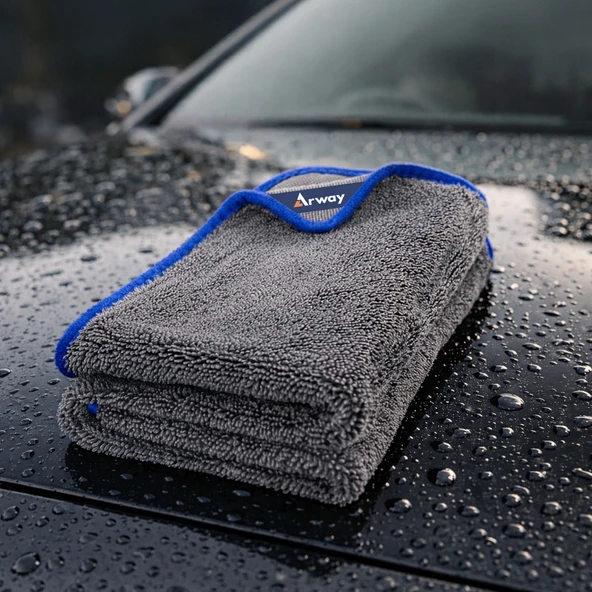 Arway Ultra Su Emici XL (60×90 Cm) 600 GSM Mikrofiber Araç Kurulama Havlusu – Çiziksiz & iz Bırakmaz ürün görseli 1
