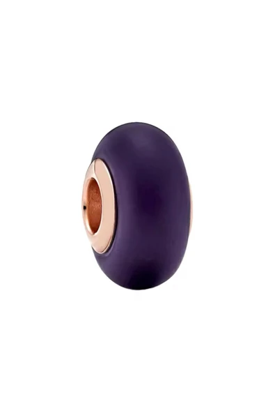 925 Ayar Mat Mor Murano Cam Charm - Resim 2