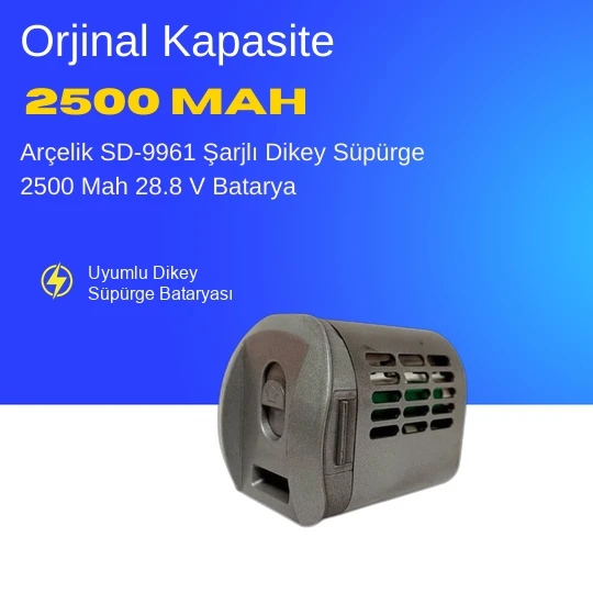 Arçelik SD-9961 Şarjlı Dik Süpürge 2500 Mah Batarya – Orjinal Uyumlu Uzun Ömürlü, Yüksek Performans Pil ürün görseli 1