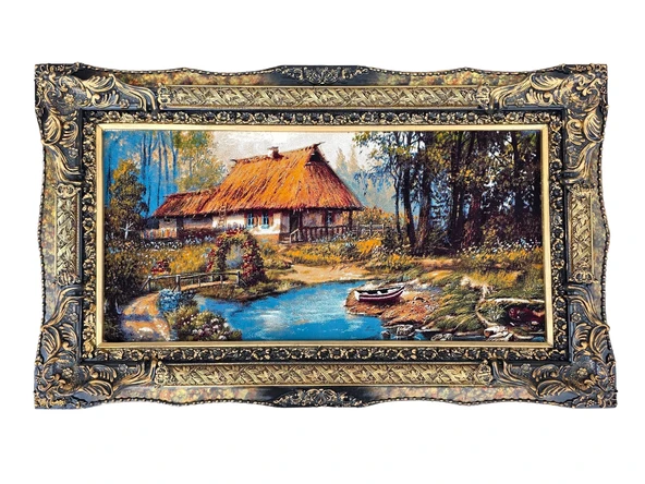 Çiçekli Köprü Adlı İran Tebriz Halı Tablo 123x73cm - Duvar Halı Kilim Tablo ürün görseli 1