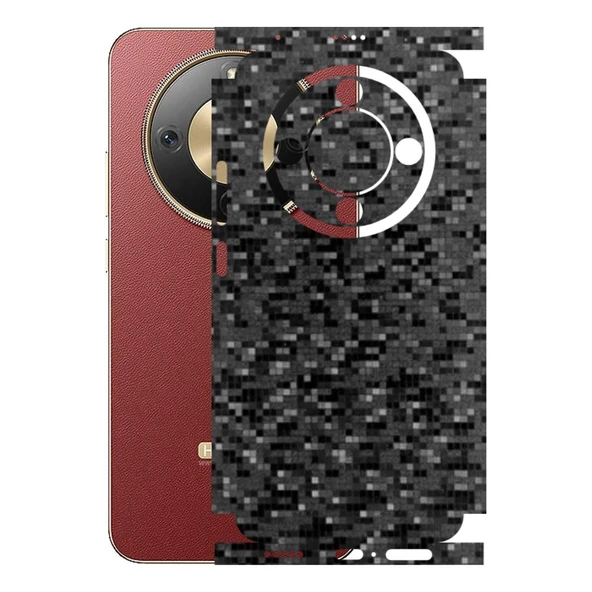 Honor Magic 8 Lite ile Uyumlu 360 Arka Kaplama   Pixel Desenli Siyah ürün görseli 1