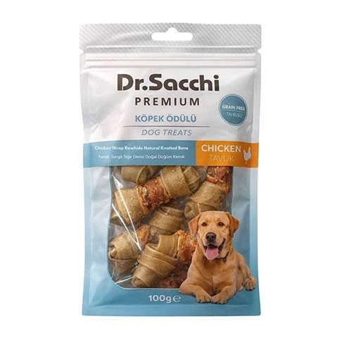 Dr.Sacchi Premium Tavuk Sargılı Doğal Düğüm Kemik Tahılsız Köpek Ödülü 2'' (8'li) 100 Gr ürün görseli 1