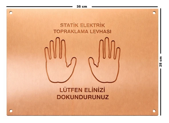 Meepo Statik Elektrik Topraklama Levhası 25x35cm 1mm (Elektrolitik Bakır Üzeri Lazer Kazıma) Çift El görselli ürün görseli 1
