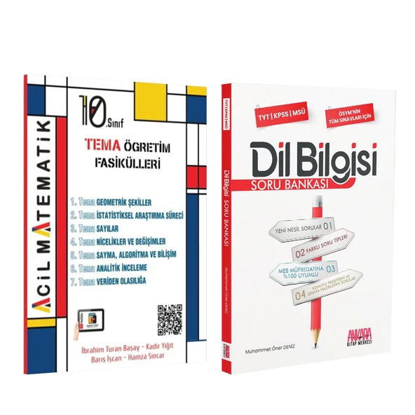 Acil 10. Sınıf Acil Matematik Tema Öğretim Fasikülleri ve AKM Dil Bilgisi Soru Bankası Seti 2 Kitap ürün görseli 1