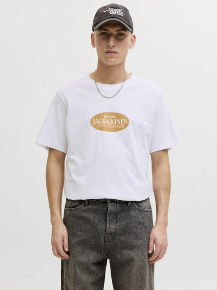 JACK JONES Erkek Yazı Baskılı Tişört 12297891 ürün görseli 1