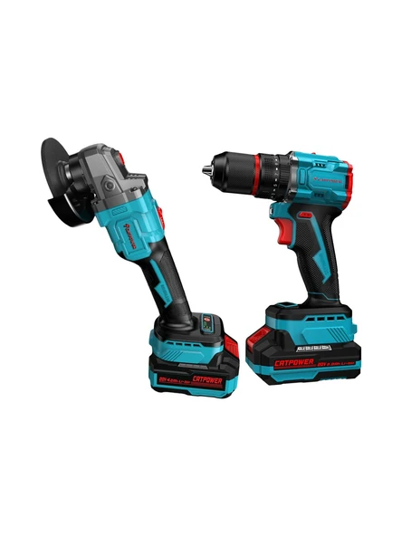 Catpower E1030 Kömürsüz Li-Ion Akülü 2'li Kombo Set Matkap ve Avuç Taşlama 20V 4.0AH+2.0AH ürün görseli 1