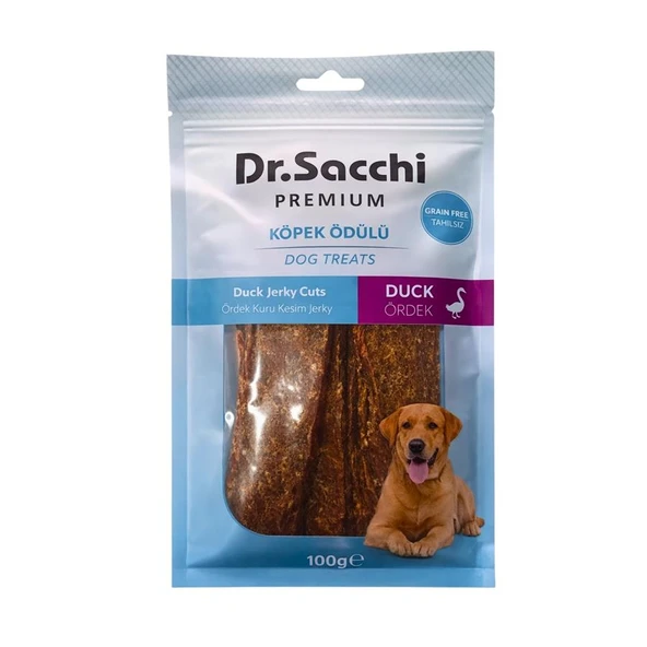 Dr.Sacchi Premium Ördek Kuru Kesim Jerky Tahılsız Köpek Ödülü 100 Gr ürün görseli 1
