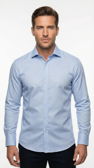 Erkek Beyaz Klasik Gömlek – Slim Fit, Düz Model, Şık Ofis & Günlük Kombin ürün görseli 1