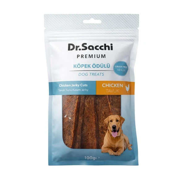 Dr.Sacchi Premium Tavuk Kuru Kesim Jerky Tahılsız Köpek Ödülü 100 Gr ürün görseli 1