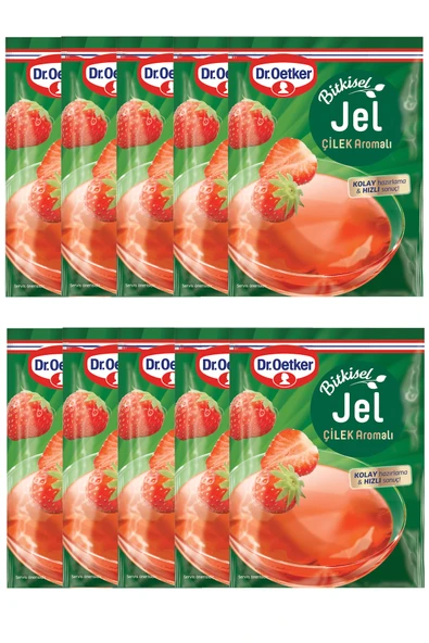 Dr. Oetker Jel Bitkisel Çilek Aromalı 100 gr x 10 Adet ürün görseli 1
