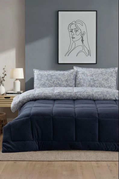 EVNUR COMFORTER ÇİFT KİŞİLİK SET İNDİGO ürün görseli 1