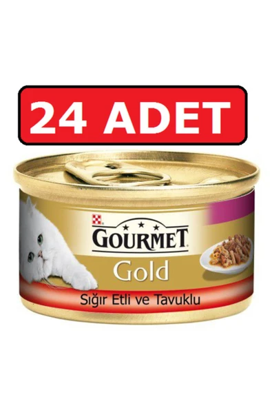 Gold Sığır Etli Ve Tavuklu Kedi Konservesi 24 Adet 85 Gr Parça Etli Yaş Mama ürün görseli 1