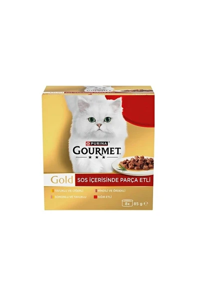 Gold Parça Etli Mix Seri Kedi Konservesi 6 Adet x 85 Gr ürün görseli 1