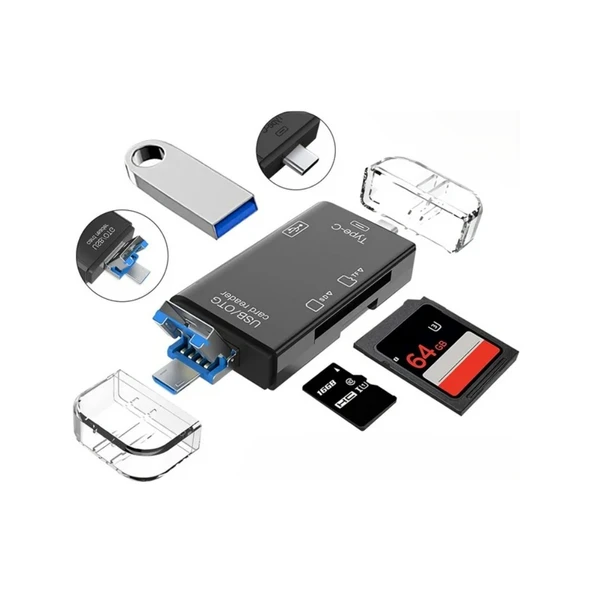 TAPLİN 6 In 1 Otg Card Reader Kart Okuyucu Çevirici ürün görseli 1