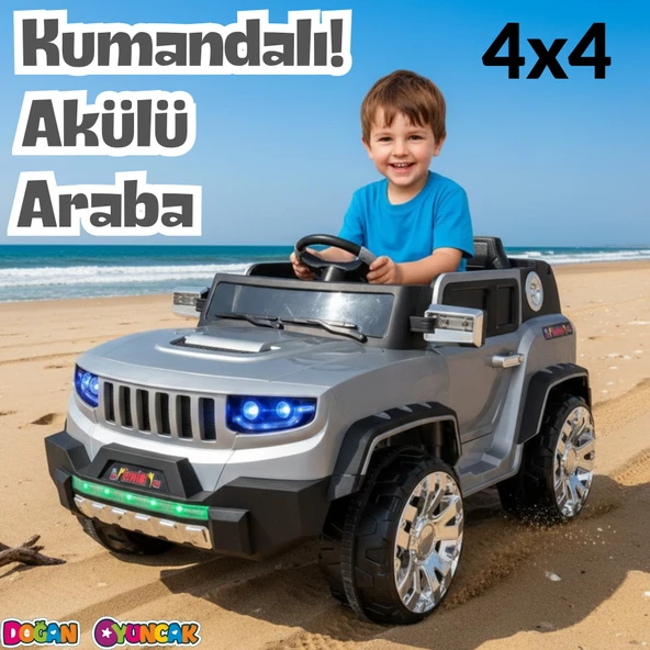 Fenomen Gri Uzaktan Kumandalı 4X4 12 Volt Çift Kişilik Akülü Araba - RC Jeep 4x4 Akülü Araba ürün görseli 1