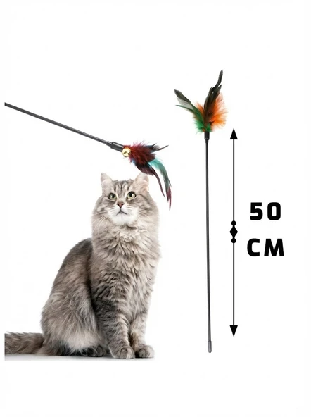 50 Cm Tüylü Kedi Oyun Oltası ürün görseli 1