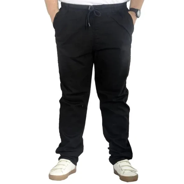 Büyük Beden Pantolon Keten Jogger Milano 21913 Siyah ürün görseli 1