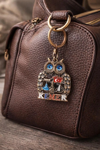 Kemer Hatıra Anahtarlık | Baykuş Figürlü Metal Anahtarlık | Cüzdan & Çanta Aksesuarı (7,5 cm) ürün görseli 1