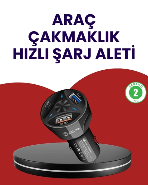 Mey İthalat® 55W PD ve Quick Charge 3.0 Destekli Polygold Araç Şarj Adaptörü ürün görseli 1