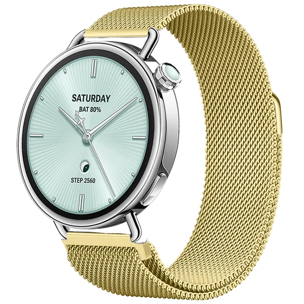 Sneezy Mi Watch S4 41mm İle Uyumlu Manyetik Milanese Loop Metal Kordon  Gold ürün görseli 1