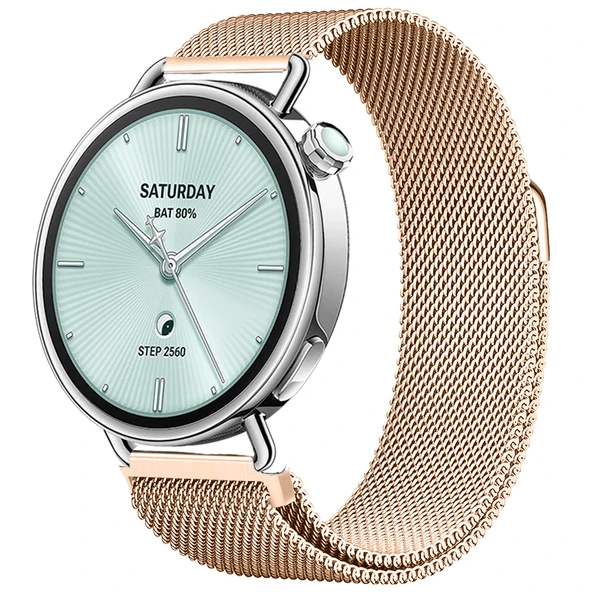 Sneezy Mi Watch S4 41mm İle Uyumlu Manyetik Milanese Loop Metal Kordon  Rose Gold ürün görseli 1
