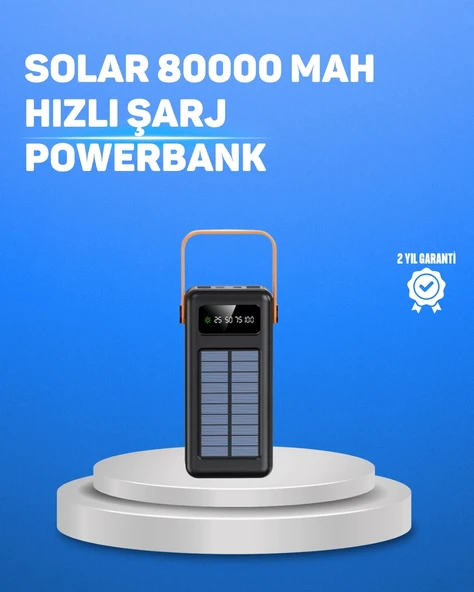 Mey İthalat® 80000 mAh Yüksek Kapasiteli Powerbank Göstergeli Solar Şarj Cihazı ürün görseli 1