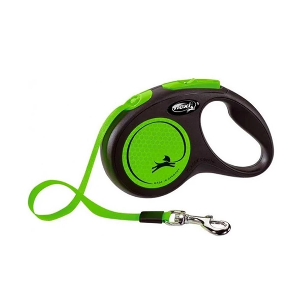 Flexi New Neon Otomatik Yeşil Şerit Köpek Gezdirme Tasması Small 5 Metre ürün görseli 1
