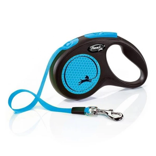 Flexi New Neon Otomatik Mavi Şerit Köpek Gezdirme Tasması Medium 5 Metre ürün görseli 1