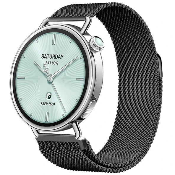 Sneezy Mi Watch S4 41mm İle Uyumlu Manyetik Milanese Loop Metal Kordon  Siyah ürün görseli 1