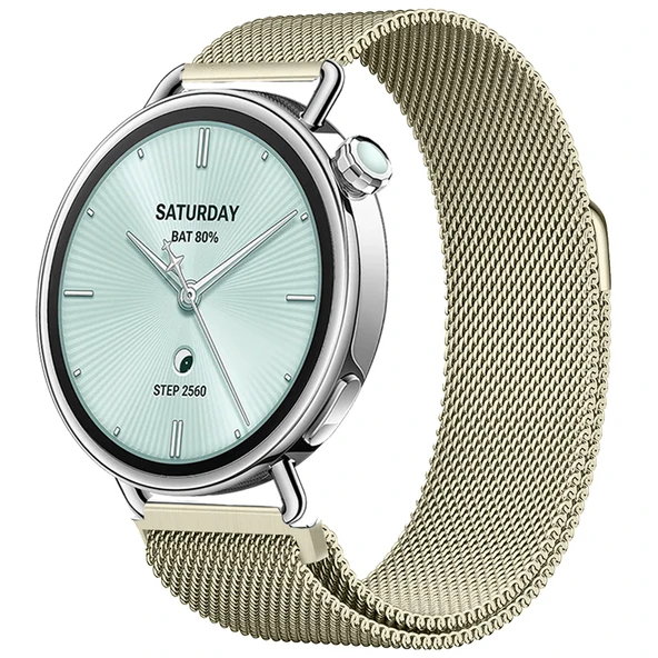 Sneezy Mi Watch S4 41mm İle Uyumlu Manyetik Milanese Loop Metal Kordon  Retro Gold ürün görseli 1