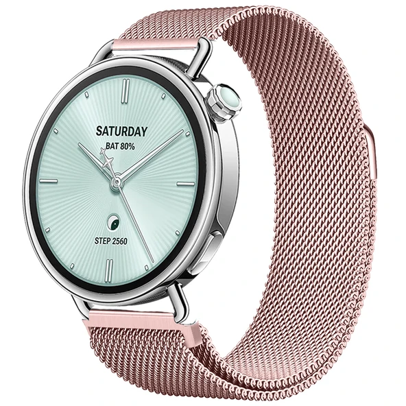 Sneezy Mi Watch S4 41mm İle Uyumlu Manyetik Milanese Loop Metal Kordon  Pembe ürün görseli 1